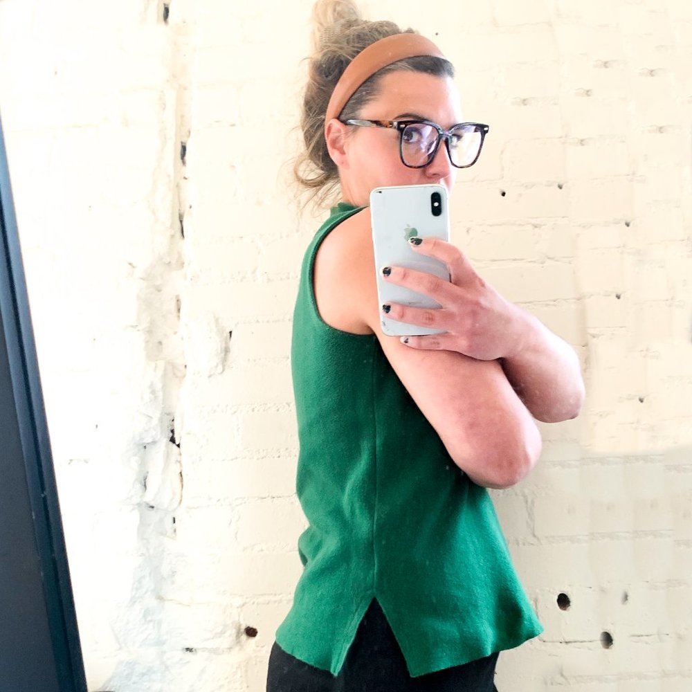 anthropologie green mockneck sleevless top M - Picture 2 of 6